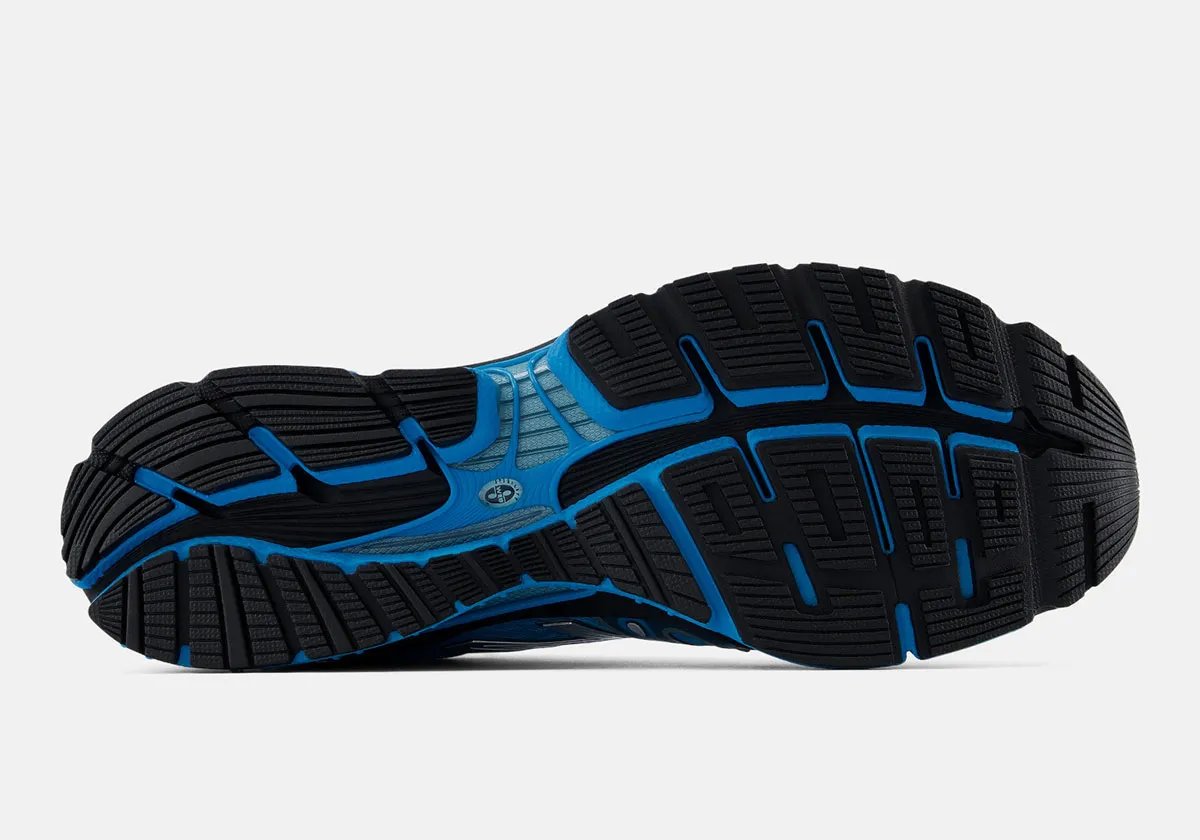 New Balance 1890 in Blue/Silver/Black colorway with brushed metallic toe overlay and blue mesh upper, inspired by Detroit Lions aesthetics - detail view 2