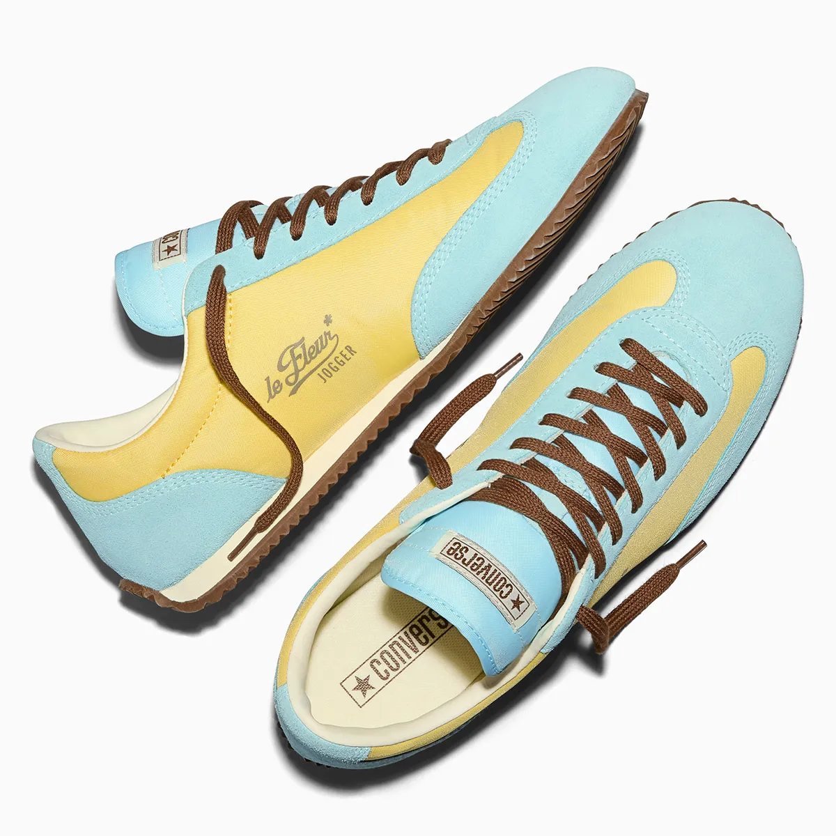 Tyler, The Creator x Converse 1908 Jogger in lime green, brown, and blue colorway with cream trim - detail view 3