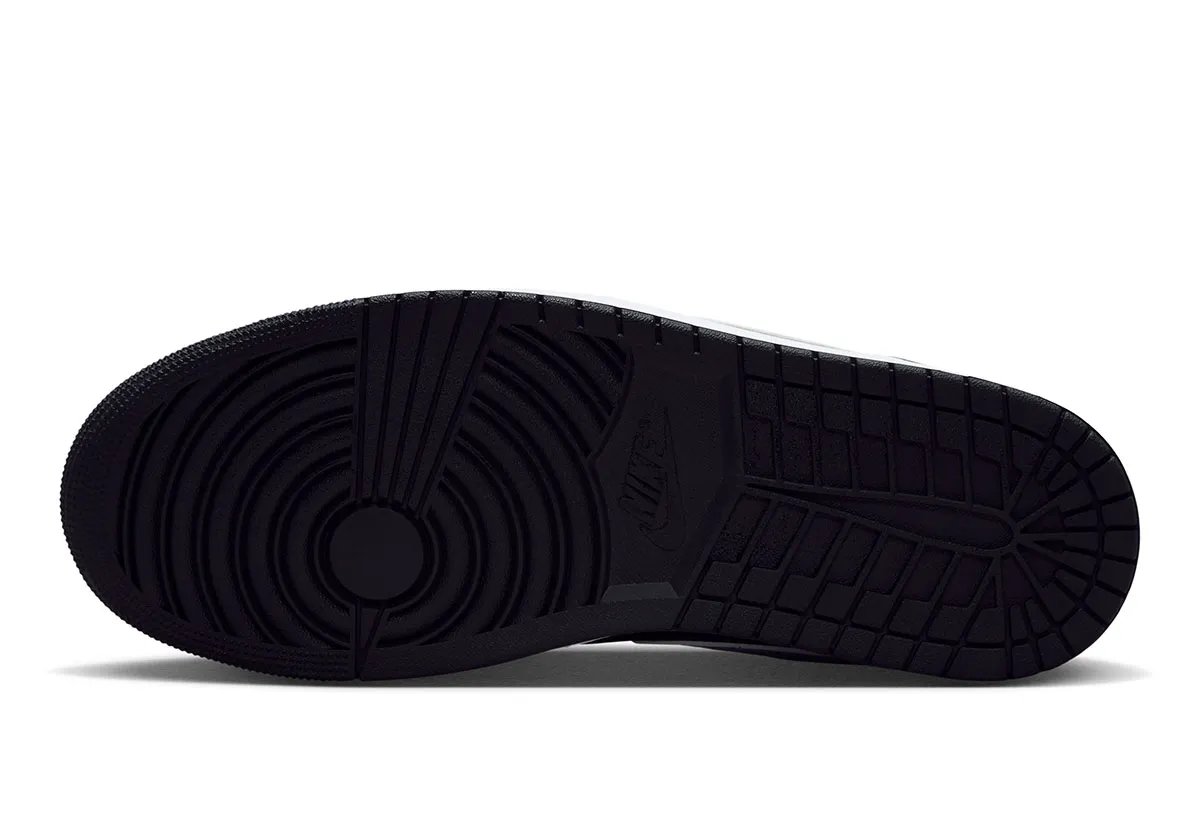 Air Jordan 1 Mid 'Oreo' in black and white leather with paint splatter detailing, Fall 2026 release - detail view 2