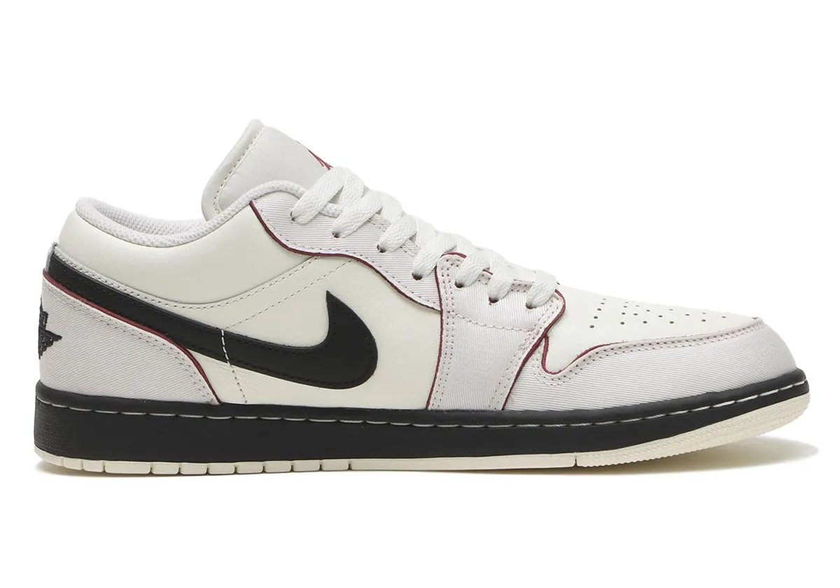 Air Jordan 1 Low Sweet Beet featuring mixed canvas and leather upper construction - detail view 2