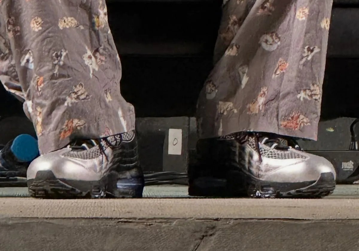 Palace x Nike Air Max 95 collaboration sneaker featuring layered construction and visible Max Air unit - detail view 1