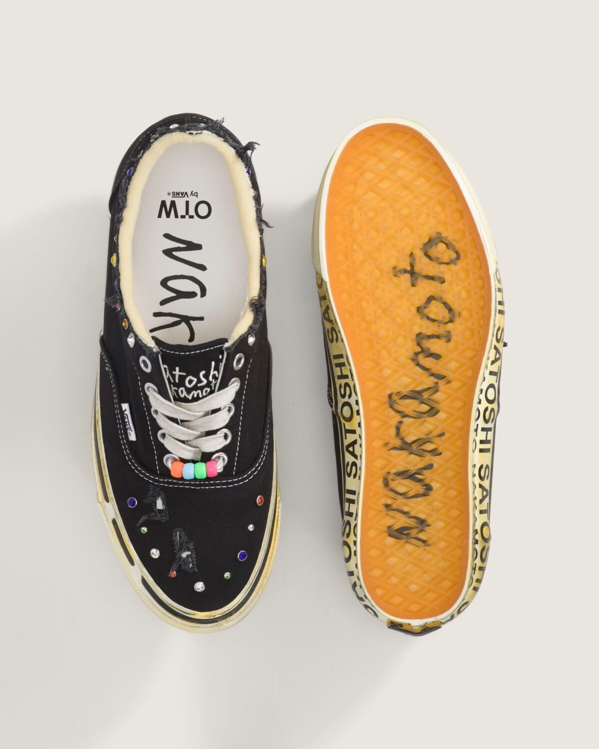 Vans Era 95 x Satoshi Nakamoto Gems sneaker in neutral earth tone colorway, side profile view - detail view 3