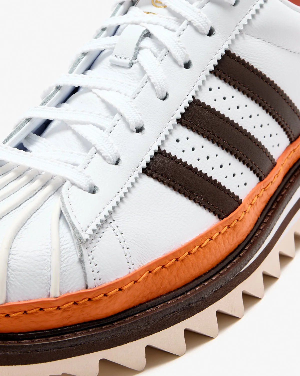 CLOT x adidas Superstar in Coffee colorway showing tonal earth-toned design - detail view 3