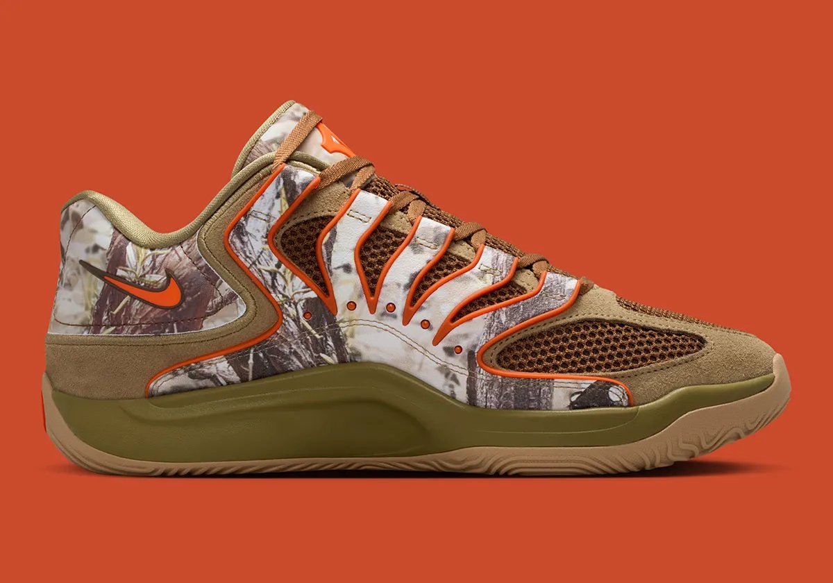 Nike KD 18 Tree Camo in woodland camouflage pattern, Chet Holmgren player exclusive releasing March 13 - detail view 2