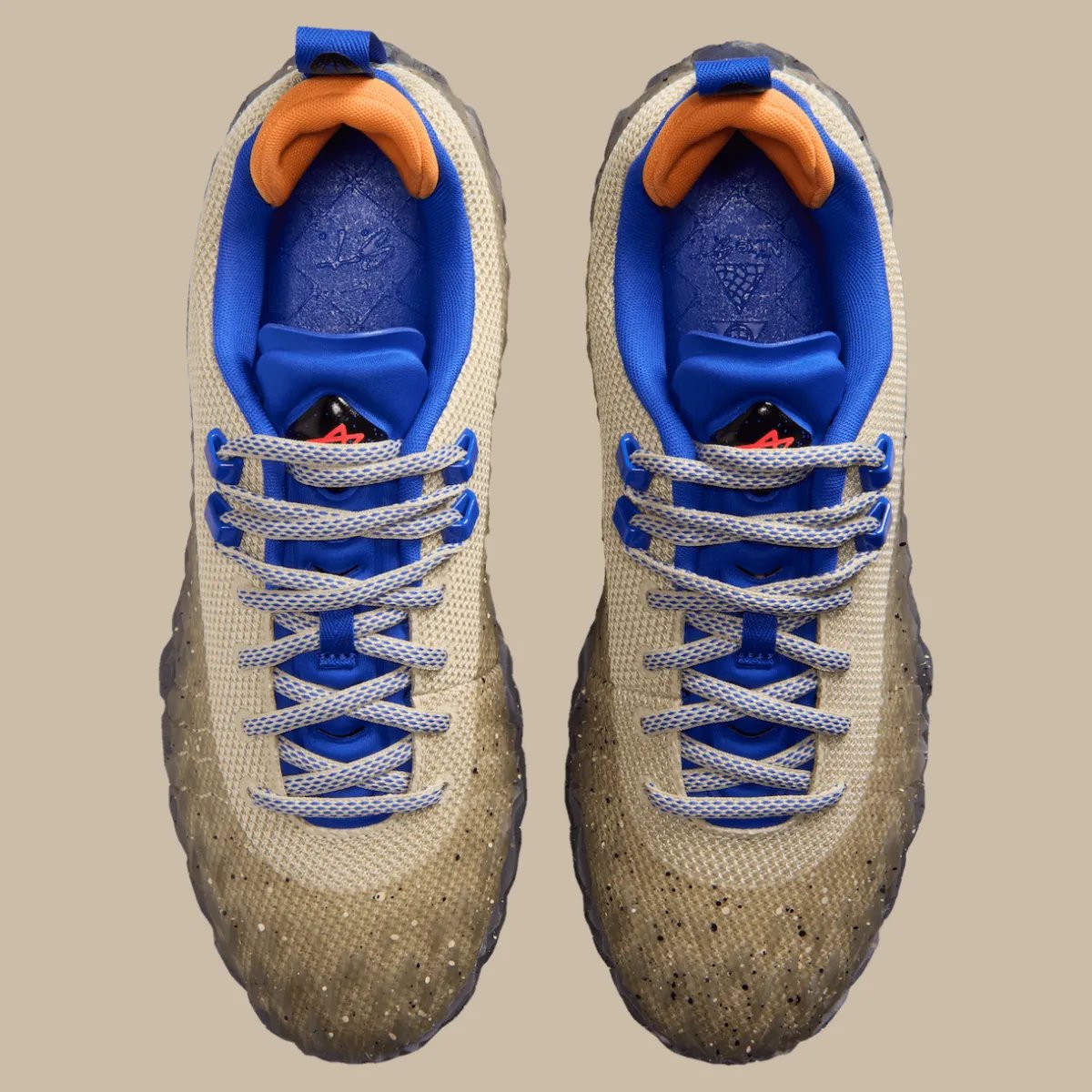 Cade Cunningham x Nike ST Charge "Rugged" colorway in rattan tan mesh with hyper royal and bright mandarin accents - detail view 5