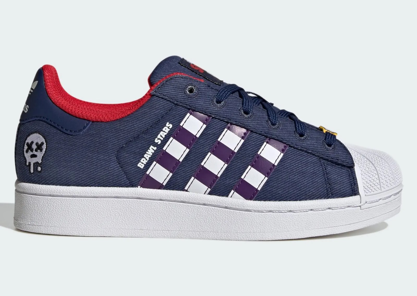 adidas x Brawl Stars Superstar and Samba OG collaboration in youth sizing, featuring game-inspired branding and colorways - detail view 2