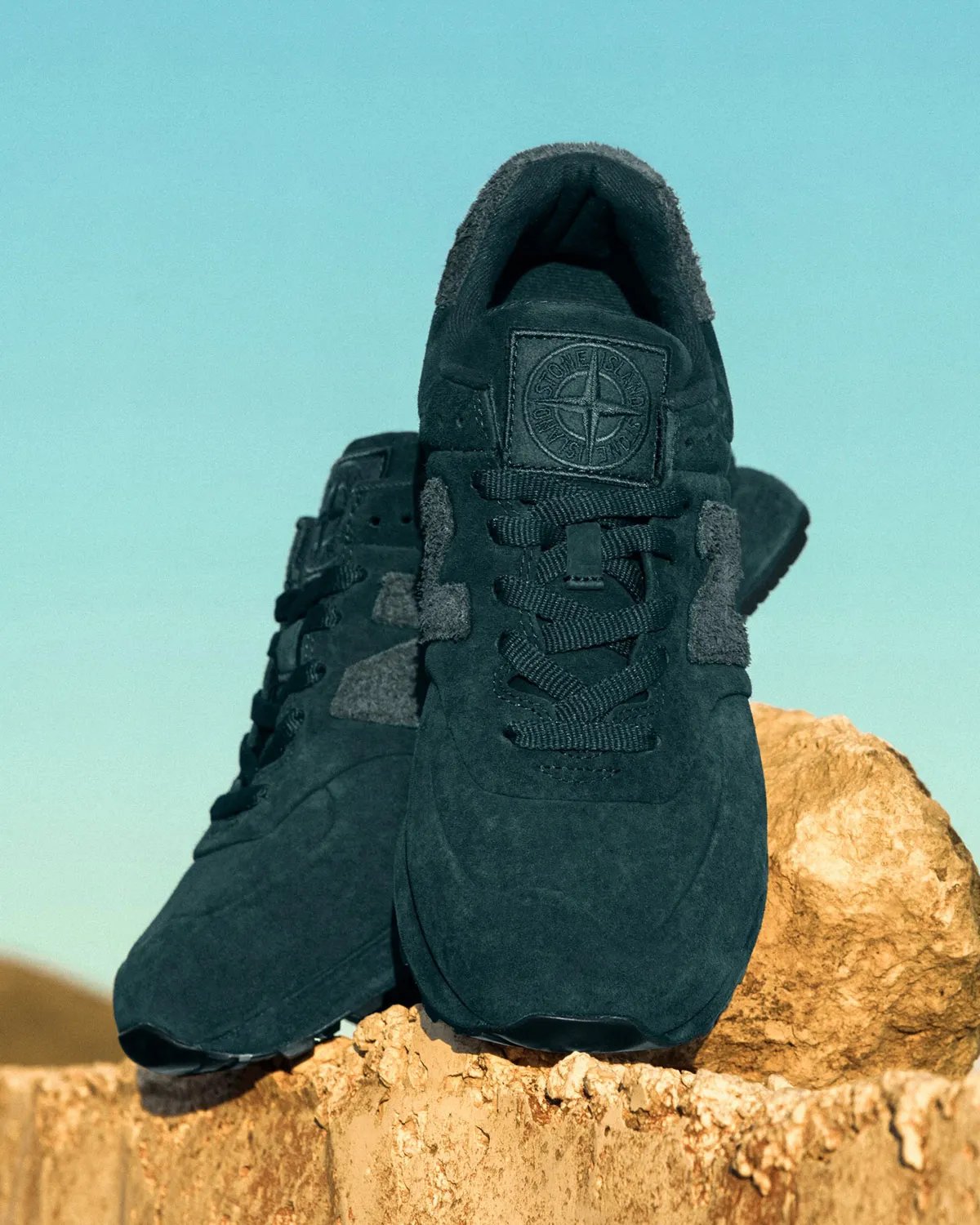 Stone Island x New Balance 574 Ghost collaboration silhouette in neutral seasonal colorway - detail view 3