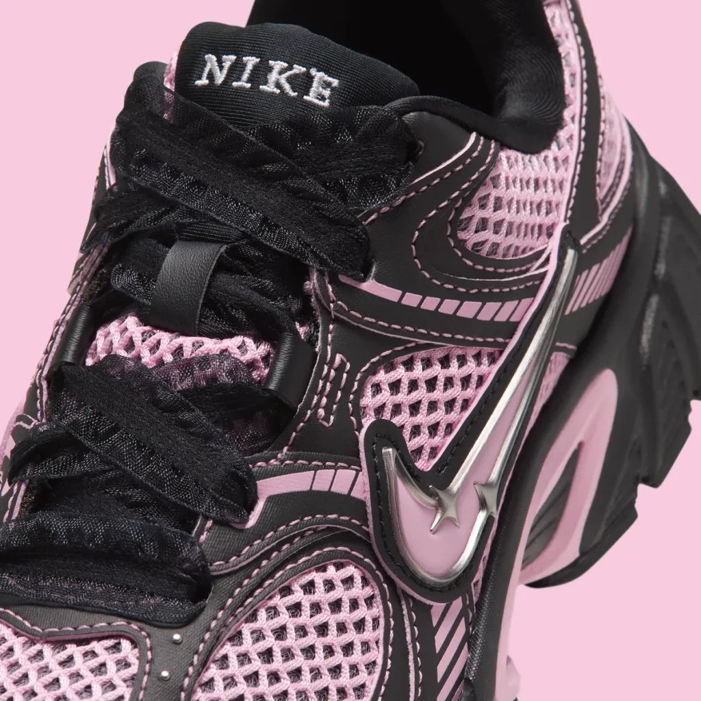Nike V5 RNR in black and pink with silver metallic star detailing on the upper