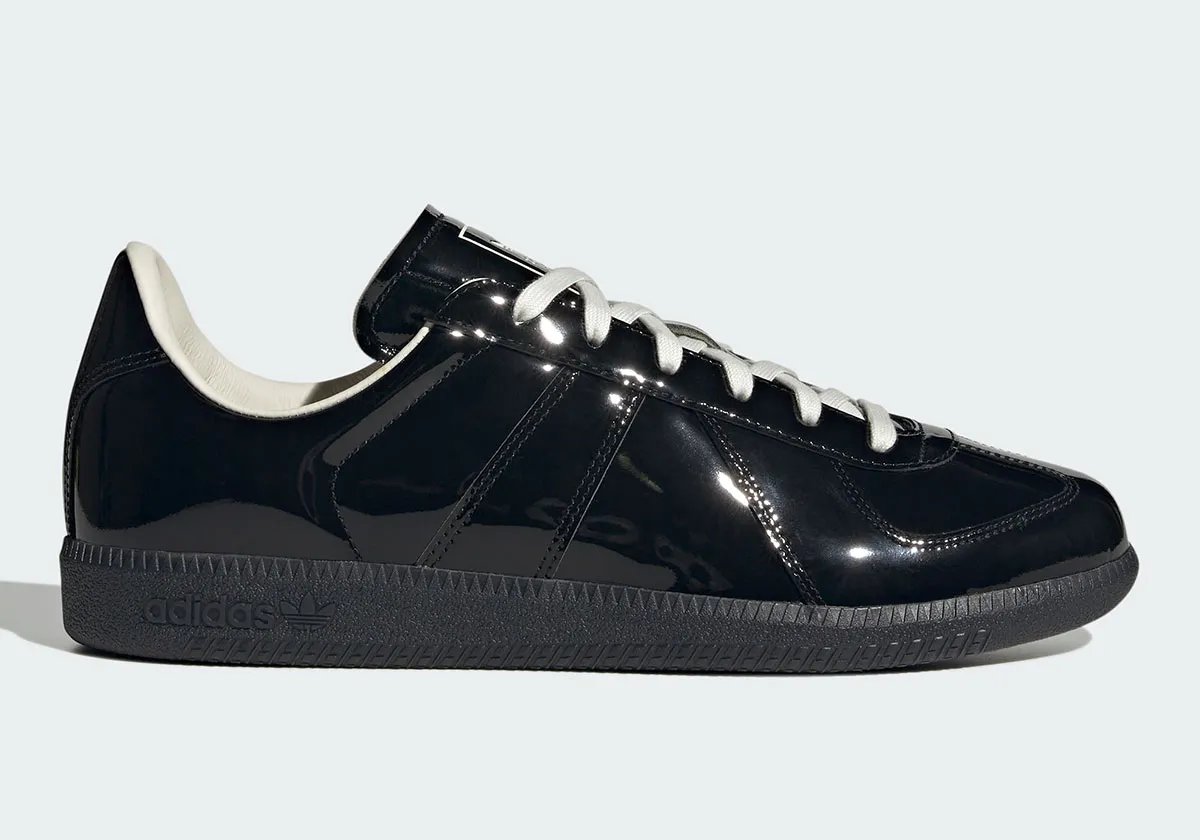 adidas BW Army Patent Pack in glossy patent leather finish, showcasing the slim German military trainer silhouette - detail view 2
