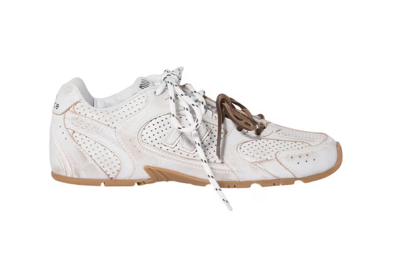 Miu Miu x New Balance 530 SL leather variant in tonal colorway with vintage finish - detail view 2