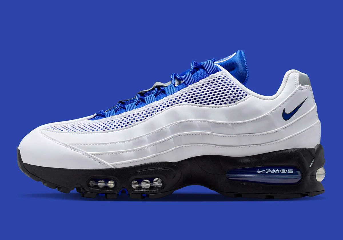 Nike Air Max 95 in Royal Blue featuring segmented air unit and wraparound cage system - detail view 1