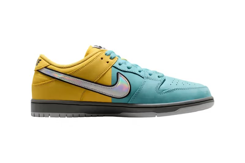 Nike SB Dunk Low 'Muni Fast Pass' in Lightning and Denim Turquoise split colorway - detail view 3