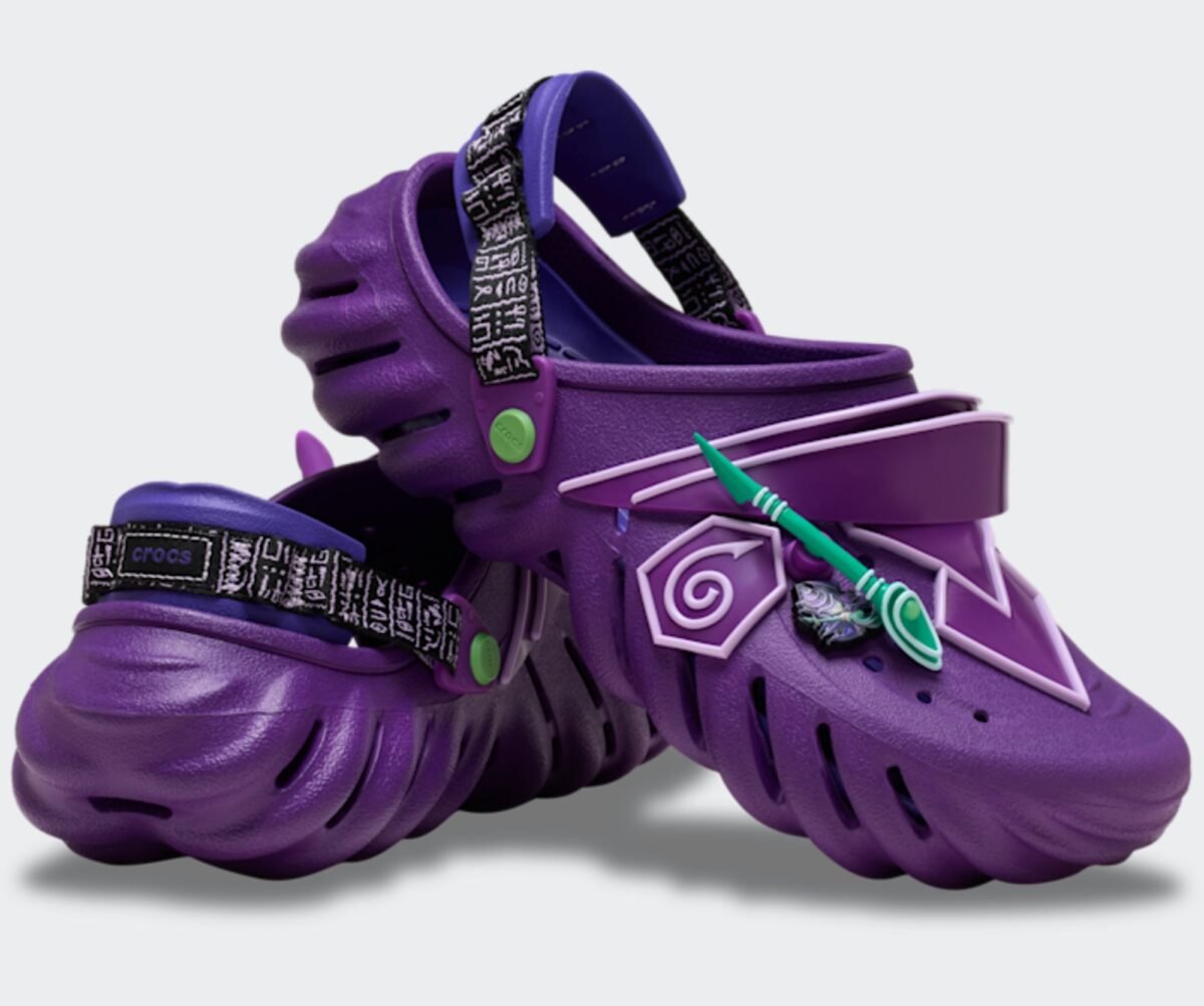 Yu-Gi-Oh! x Crocs Echo Clog in Dark Magician multicolor colorway, style code 213591-90H, releasing September 10, 2026 - detail view 2