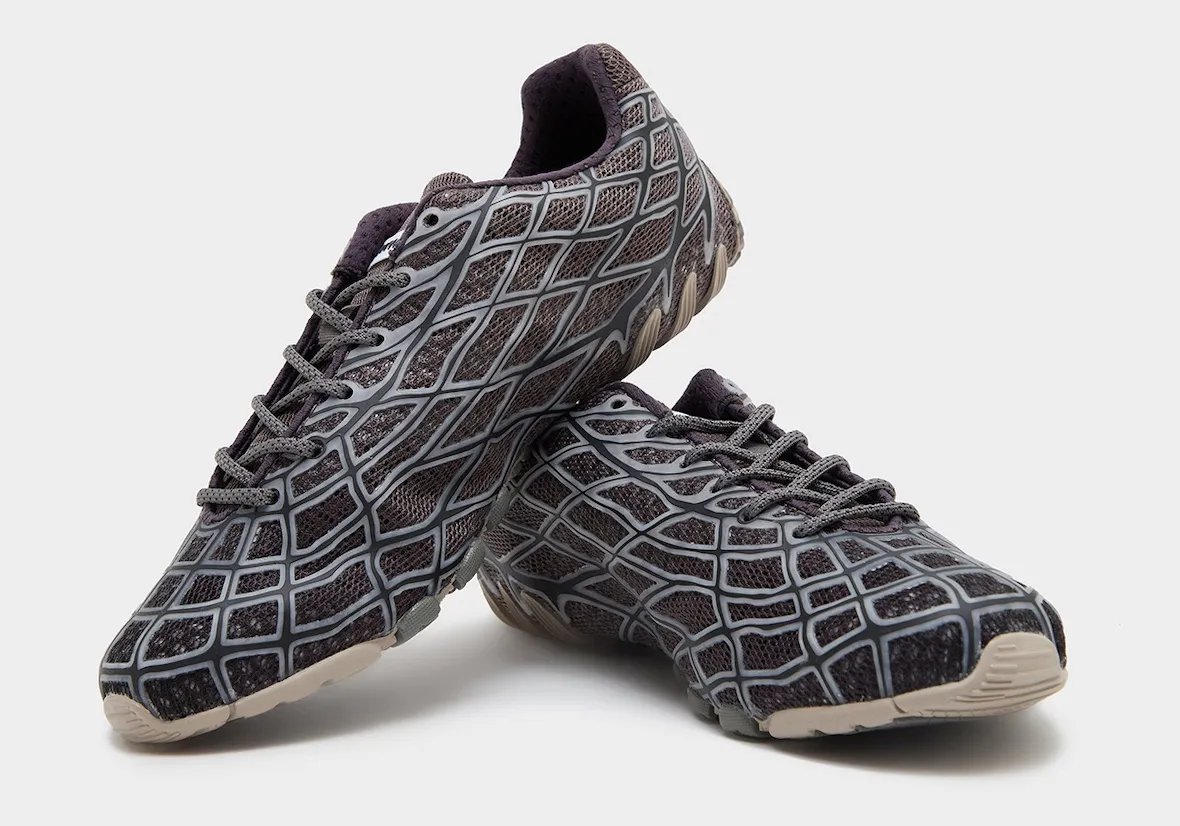 Bad Bunny x adidas F50 Ghost Sprint Charcoal featuring layered mesh upper with grey cage detailing and dark red branding - detail view 4