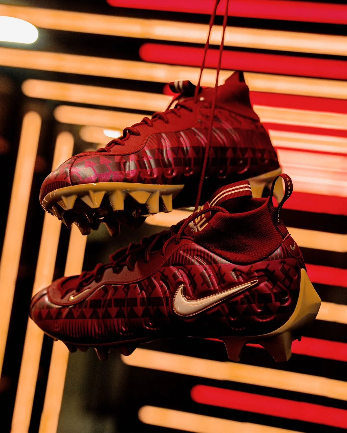 Nike Vaporposite Pro PE in maroon with gold accents, designed for Florida State University football - detail view 3