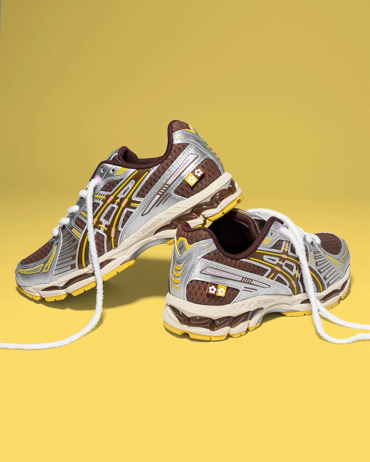 VANDYTHEPINK x ASICS GEL-Kayano 12.1 Vanilla colorway with waffle-textured white mesh upper and rainbow sprinkle accents - detail view 4