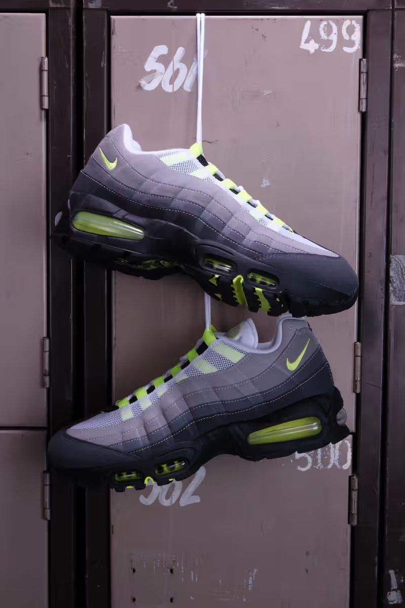 Nike Air Max 95 OG Neon colorway featuring neon accents on mesh upper with visible Air Max unit - detail view 2