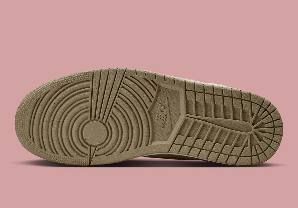 Air Jordan 1 Mid in Pecan colorway, showcasing premium leather construction and warm neutral tone from the Jordan Brand Craft collection - detail view 5