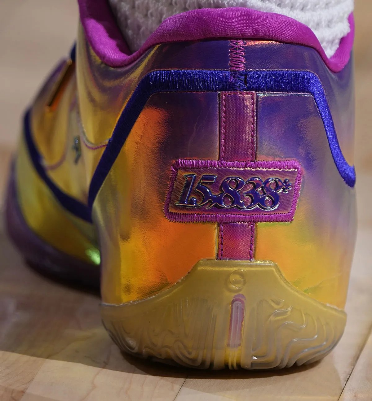 Nike LeBron 23 player edition worn during LeBron James' all-time career field goal record - detail view 1