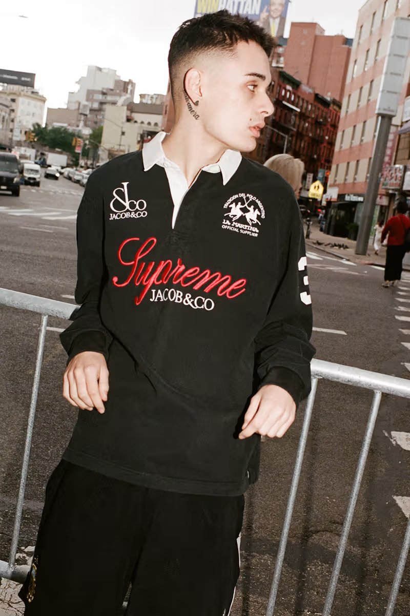 Supreme x La Martina x Jacob & Co. Spring 2026 collection merging polo heritage with luxury streetwear detailing - detail view 3