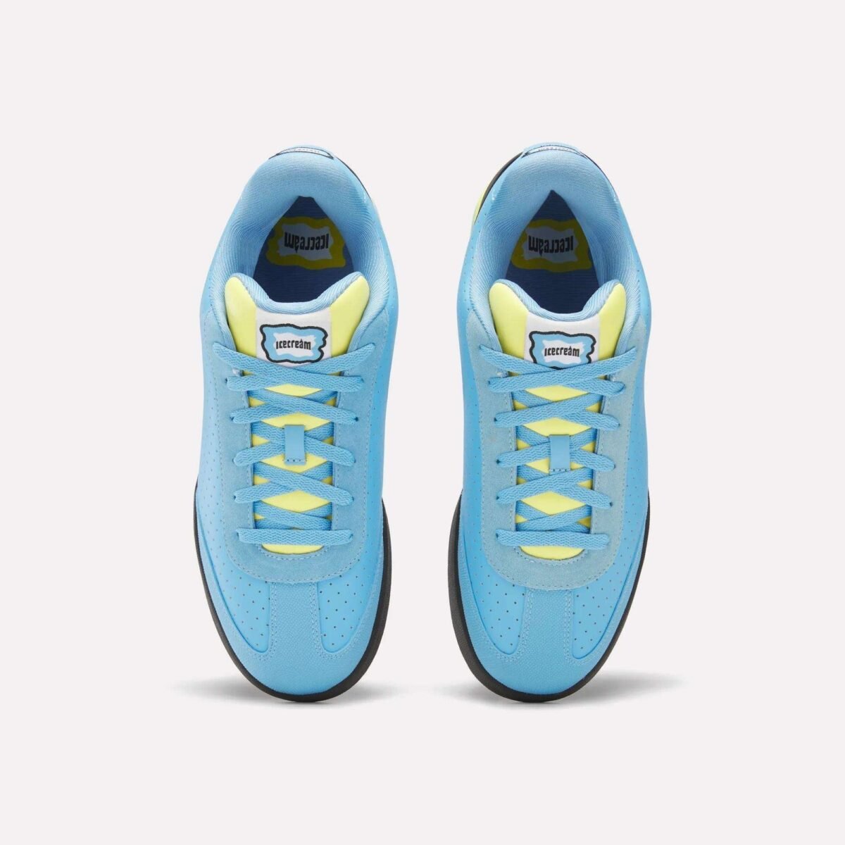 BBC IceCream x Reebok Board Flip 'Pale Cerulean' in pale blue, black, and yellow colorway - detail view 2