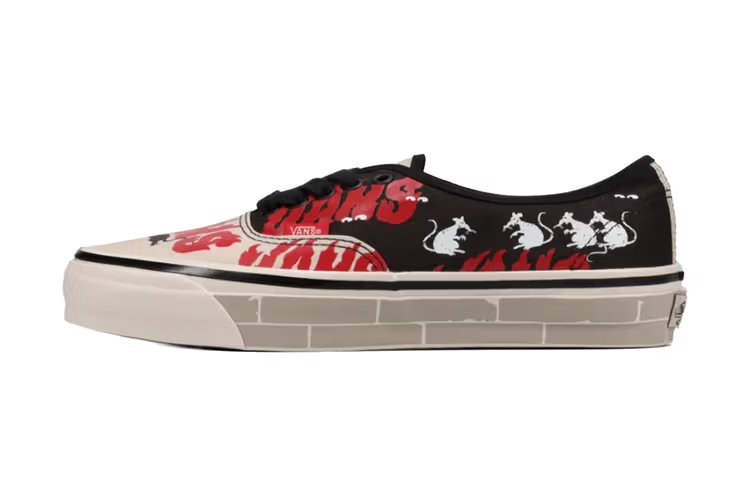 Lil Uzi Vert x Vans collaborative skate sneaker in pink and black colorway, featuring bulky cupsole and checkerboard laces - detail view 5