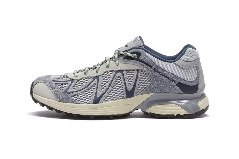 Salomon XT-Whisper Embroidery Pack in Pearl Blue, Almond Cream, and Deep Lichen Green colorways with embroidered detailing on 3D mesh upper - detail view 2