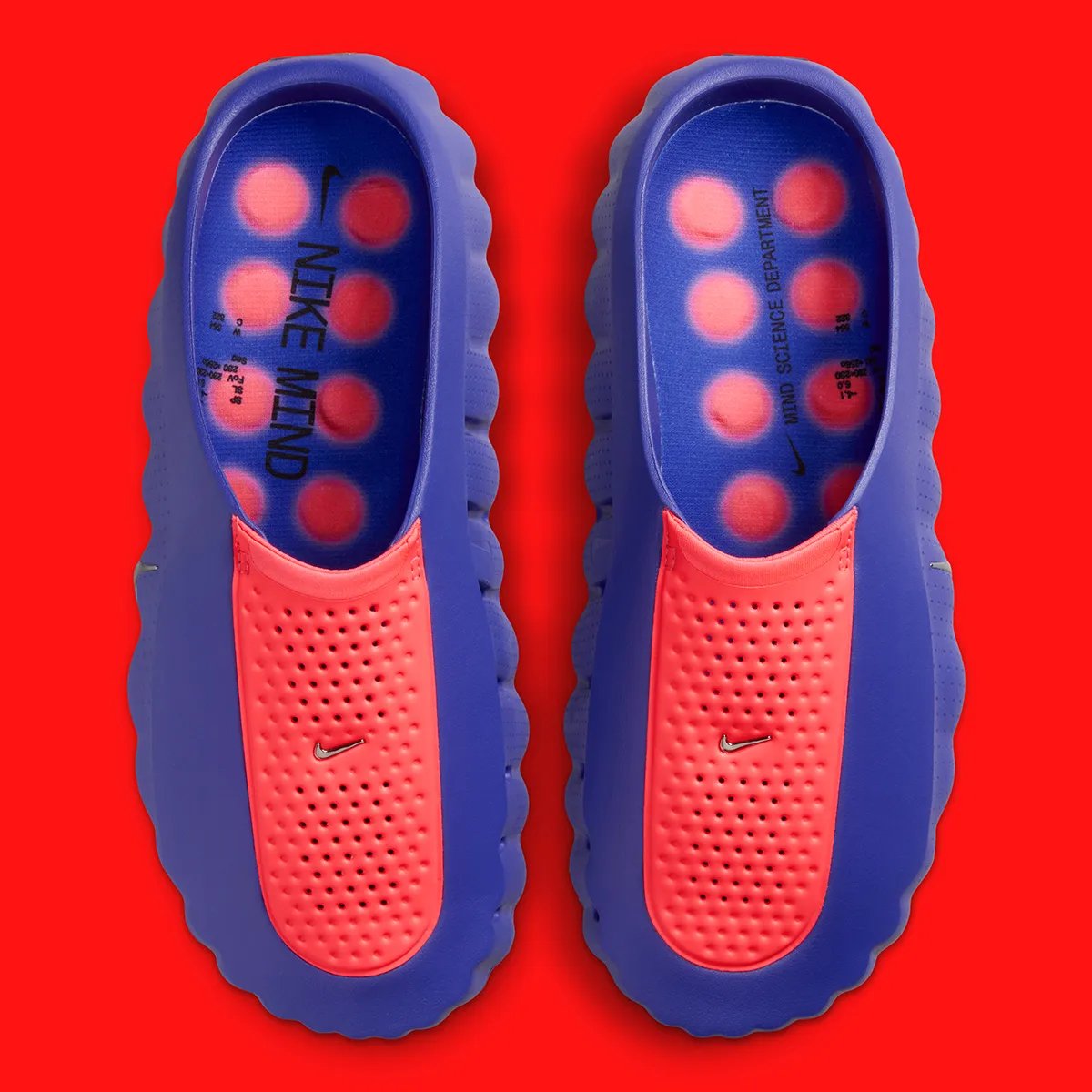 Nike Mind 001 Indigo Burst Hyper Punch colorway showcasing the neuroscience-backed design with circular nodes and vibrant blue and pink colorway - detail view 3