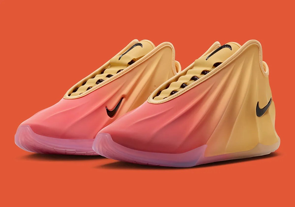 Nike GT Future Unseen Hours in Peach Jam colorway featuring rosy pink to orange gradient and translucent sole