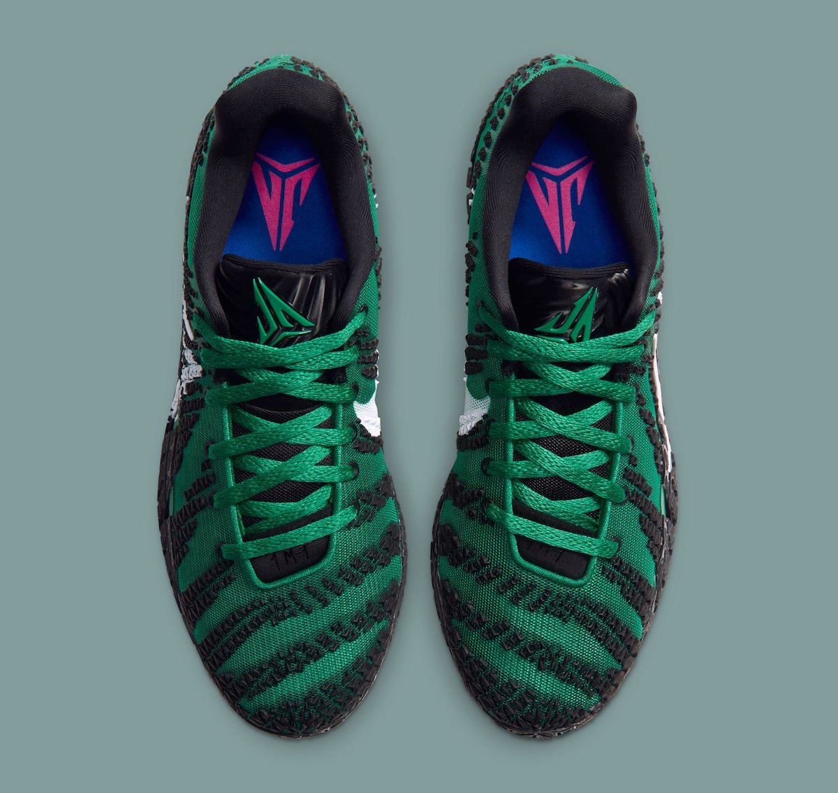 Nike Ja 3 'Garden' in malachite green with white Swoosh and oversized lateral A branding, inspired by Ja Morant's Madison Square Garden player-exclusive - detail view 5
