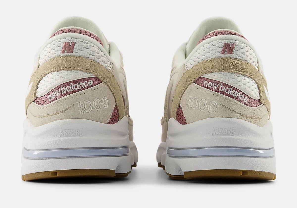 New Balance 1000 Timberwolf colorway featuring muted greige tones with Rosewood accents - detail view 3