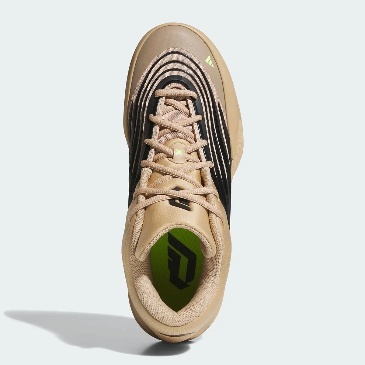 adidas Dame X Bay-eige colorway featuring warm, neutral tones and lateral stability design elements - detail view 2