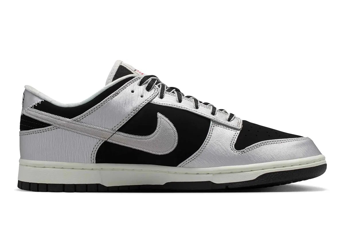 Nike Dunk Low Varsity Pack in Sail and Fir colorway with quilted interior and fabric Swoosh detail - detail view 3