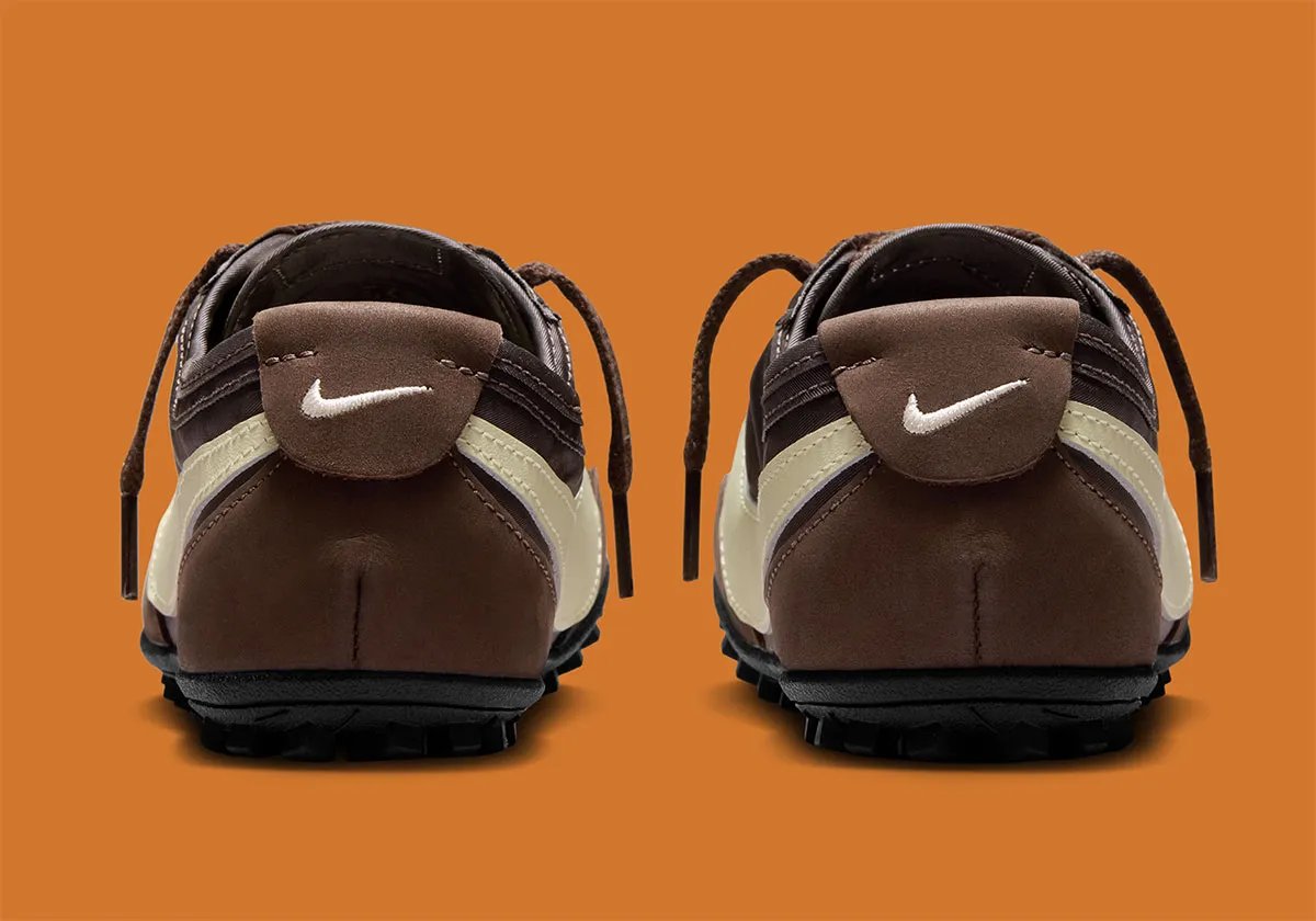 Nike Moon Shoe in Malachite and Baroque Brown colorways featuring oversized Swoosh and gum rubber sole - detail view 3