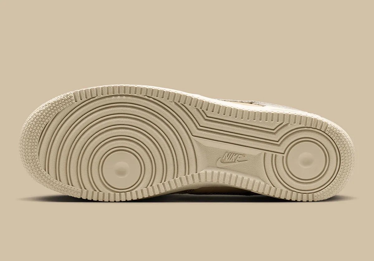 Nike Air Force 1 Low Desert Khaki with suede toe box and khaki tweed-inspired overlays - detail view 2