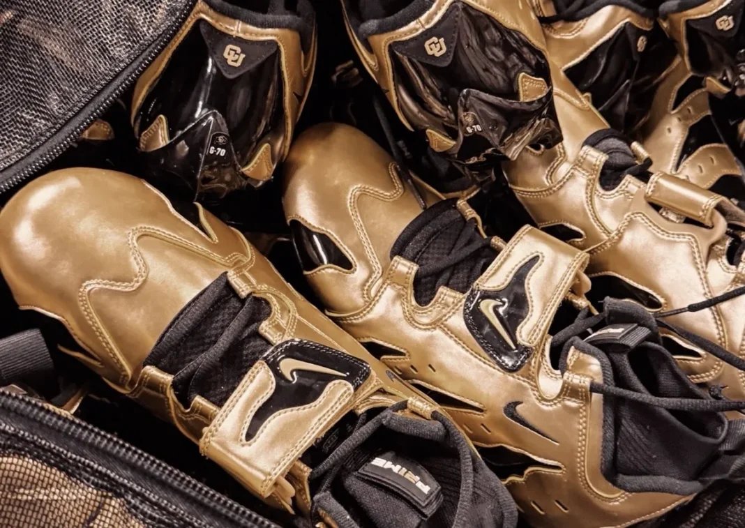 Nike Air DT Max '96 PE in black and metallic gold, designed exclusively for Colorado Buffaloes football