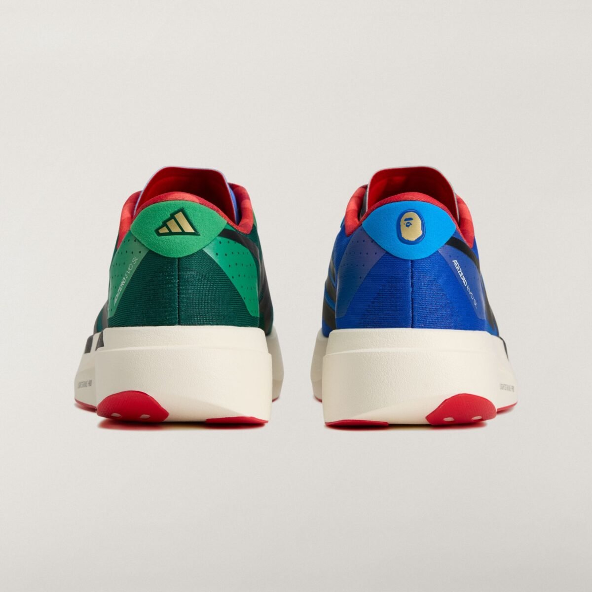 BAPE x adidas Adizero Evo SL in blue colorway, side profile view - detail view 3