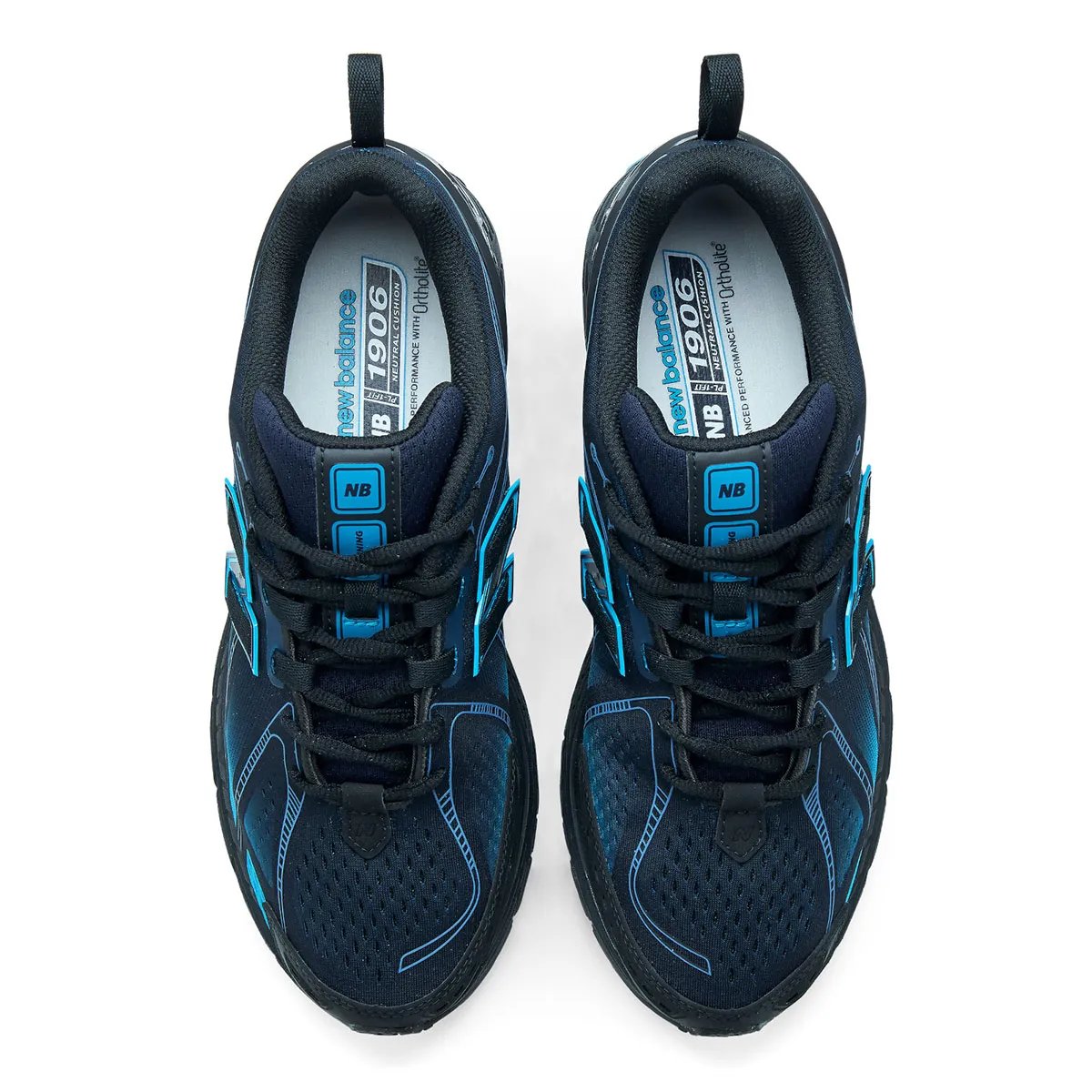 New Balance 1906E sneaker with engineered mesh upper in blue and maroon gradient colorway - detail view 4