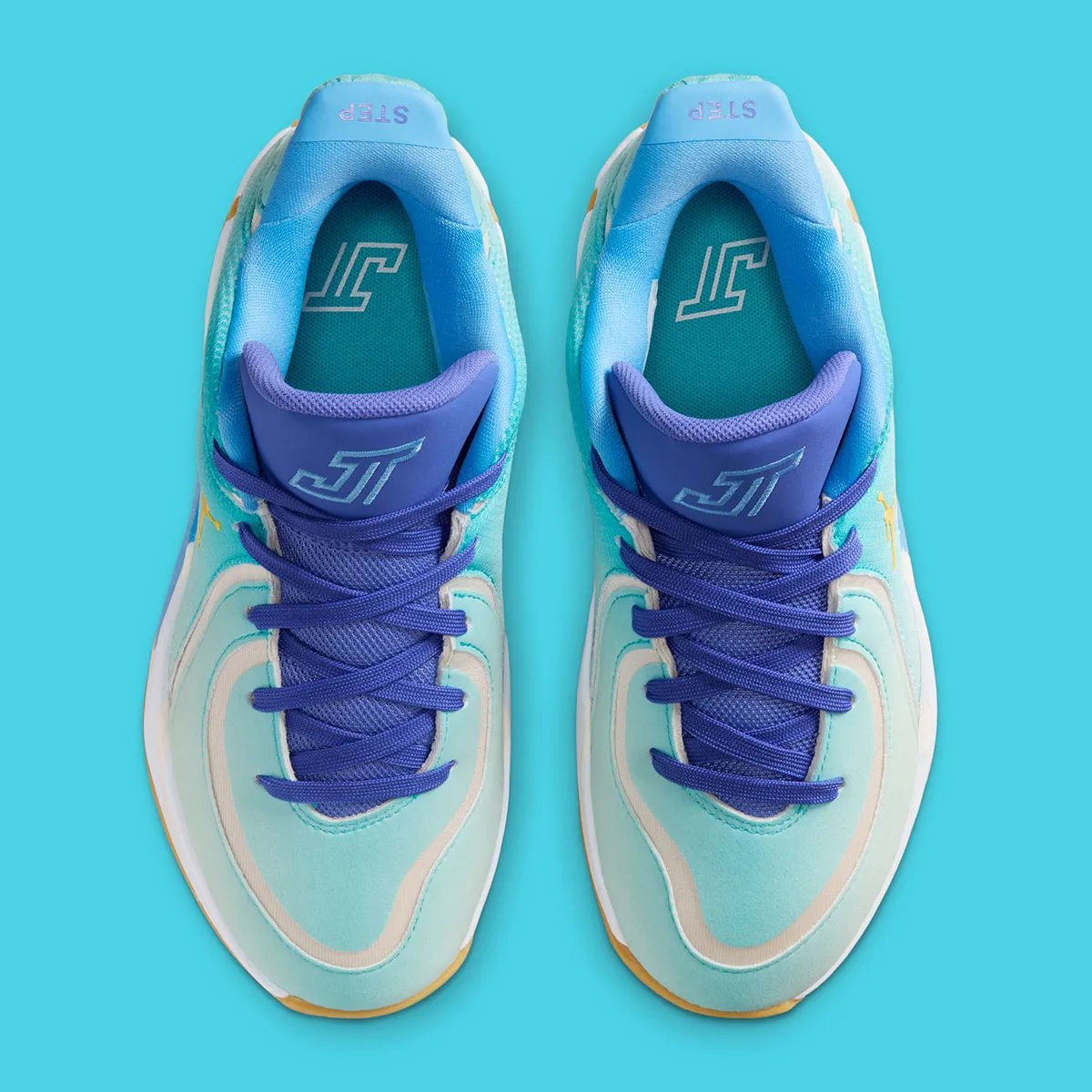 Jordan Tatum 4 in light summer colorway with mesh upper and minimal design accents - detail view 4