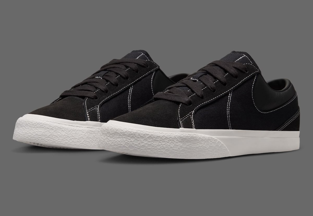 Nike Blazy sneaker with exaggerated heel-drag sole detail, canvas upper with contrast stitching logo outline - detail view 2