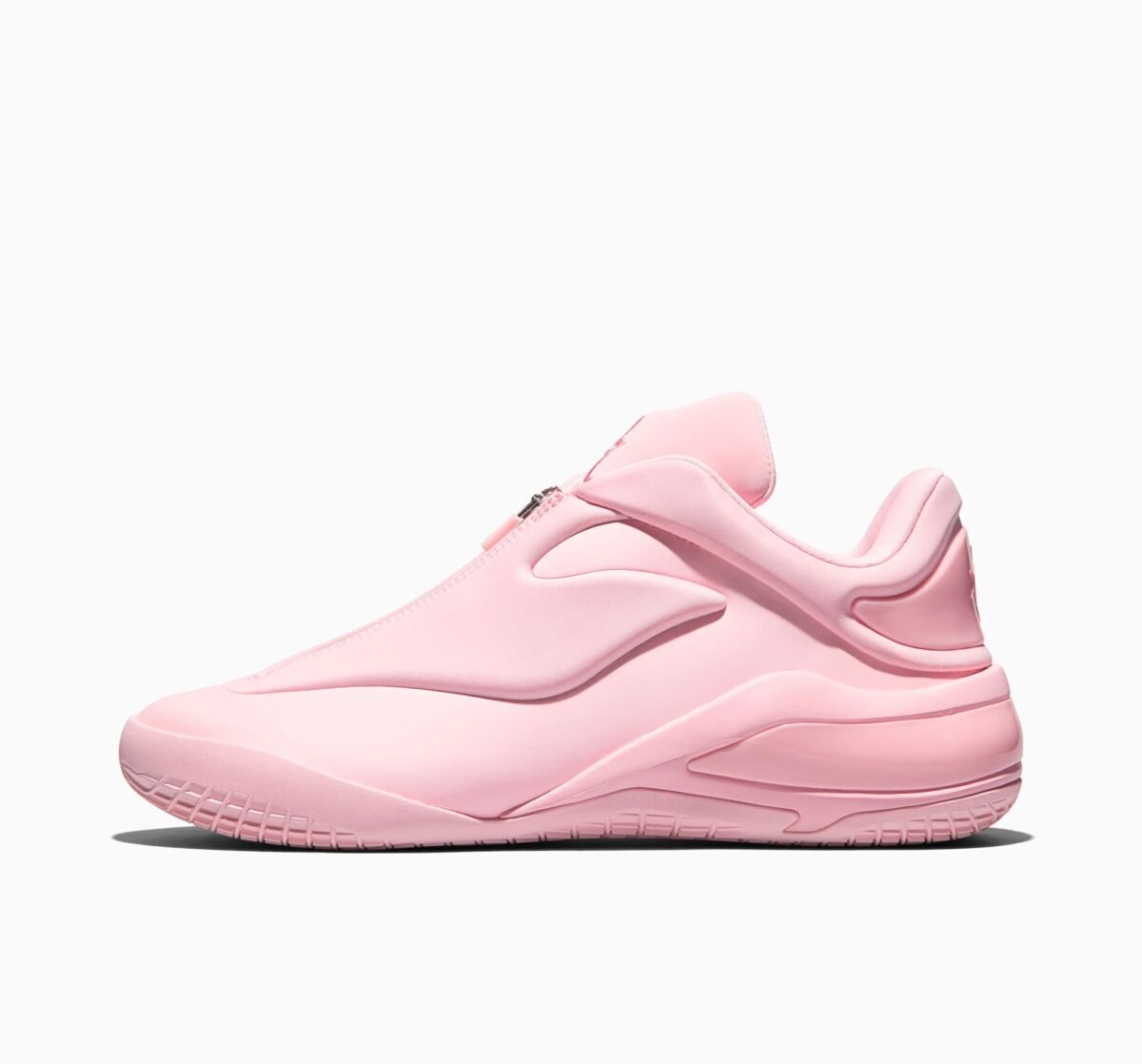 Converse SHAI 001 Tickled Pink colorway, side profile view of the signature mid-top basketball shoe - detail view 1