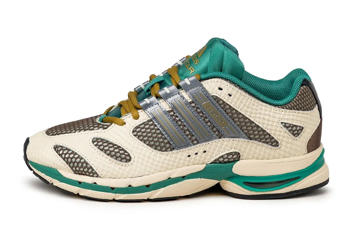 adidas adiStar Molded in Linen Green with flat snakeskin overlay upper, displayed from lateral view - detail view 1