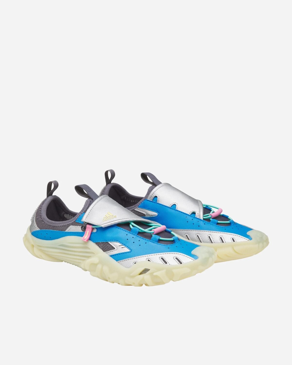 Pharrell Williams x adidas Watermoc in Blue/Silver Metallic colorway, releasing September 5, 2026 - detail view 3