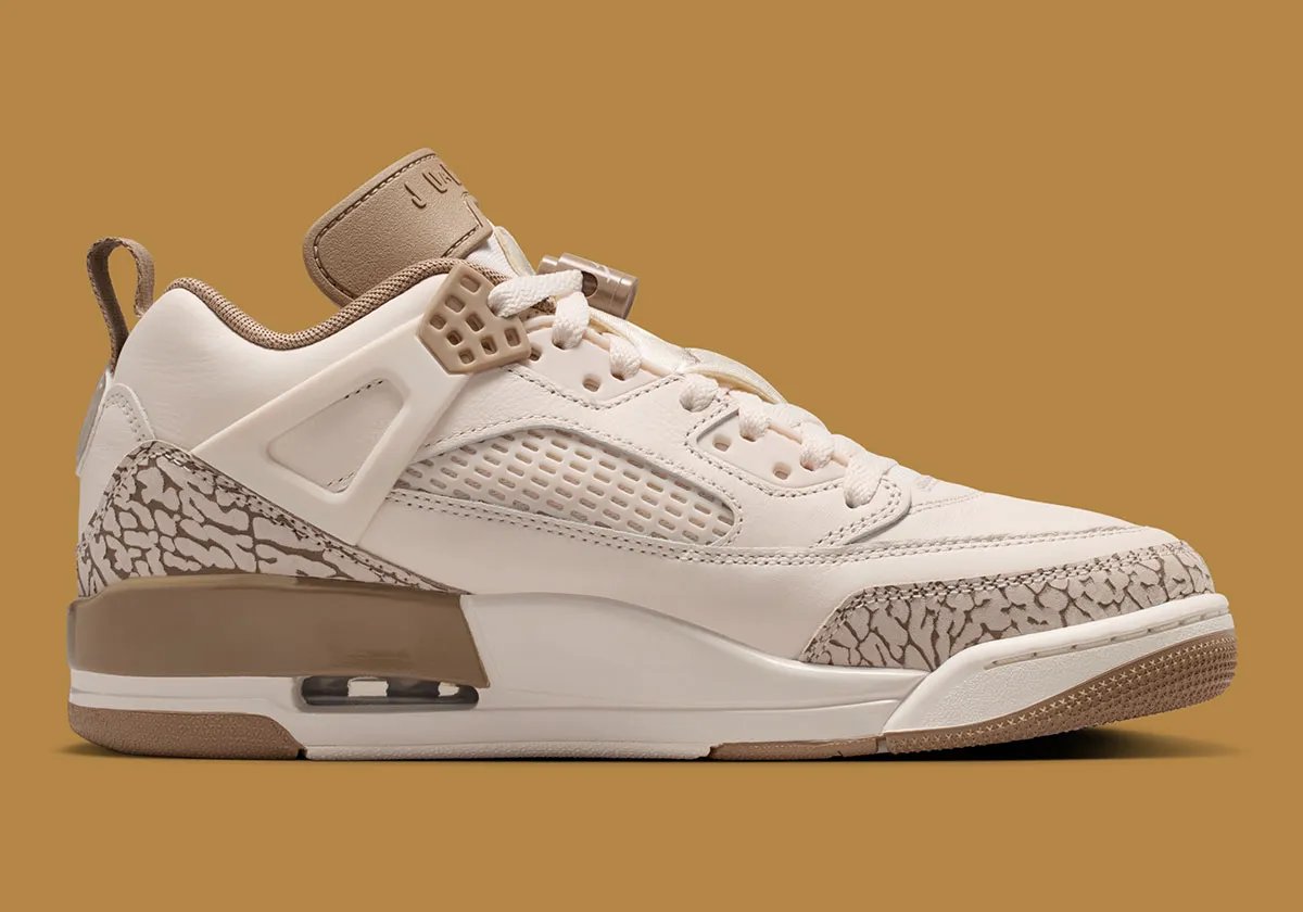 Jordan Spiz'ike Low in contemporary color palette, showing complex multi-panel design with layered mesh and overlays - detail view 3