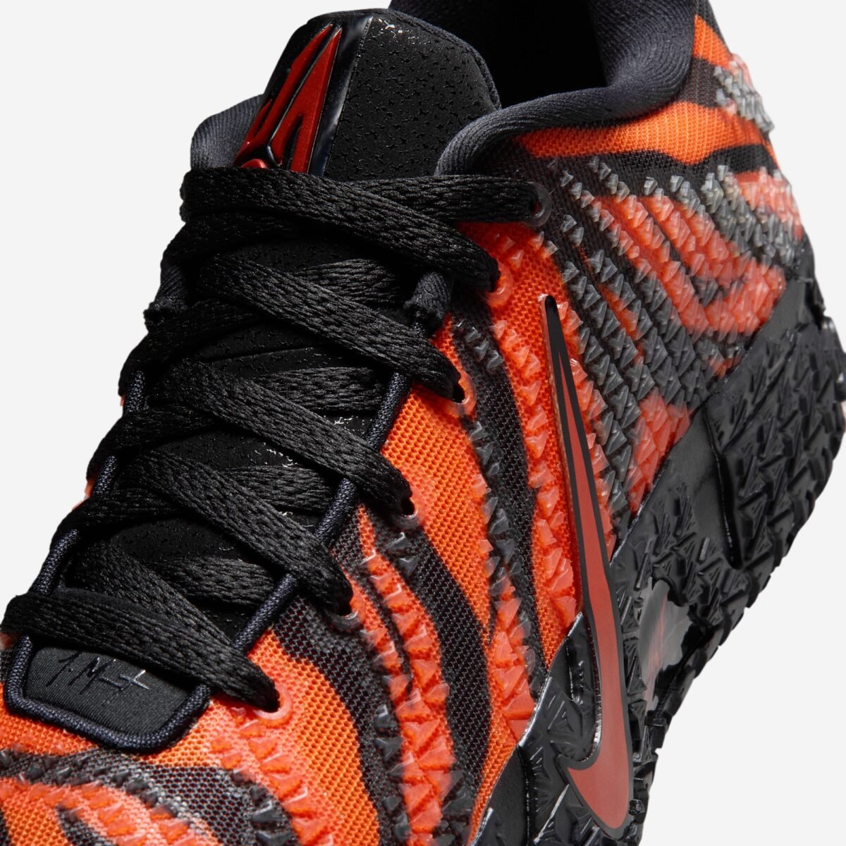 Nike Ja 3 Animal Pack Tiger colorway featuring striped tiger-inspired design on performance basketball silhouette - detail view 5