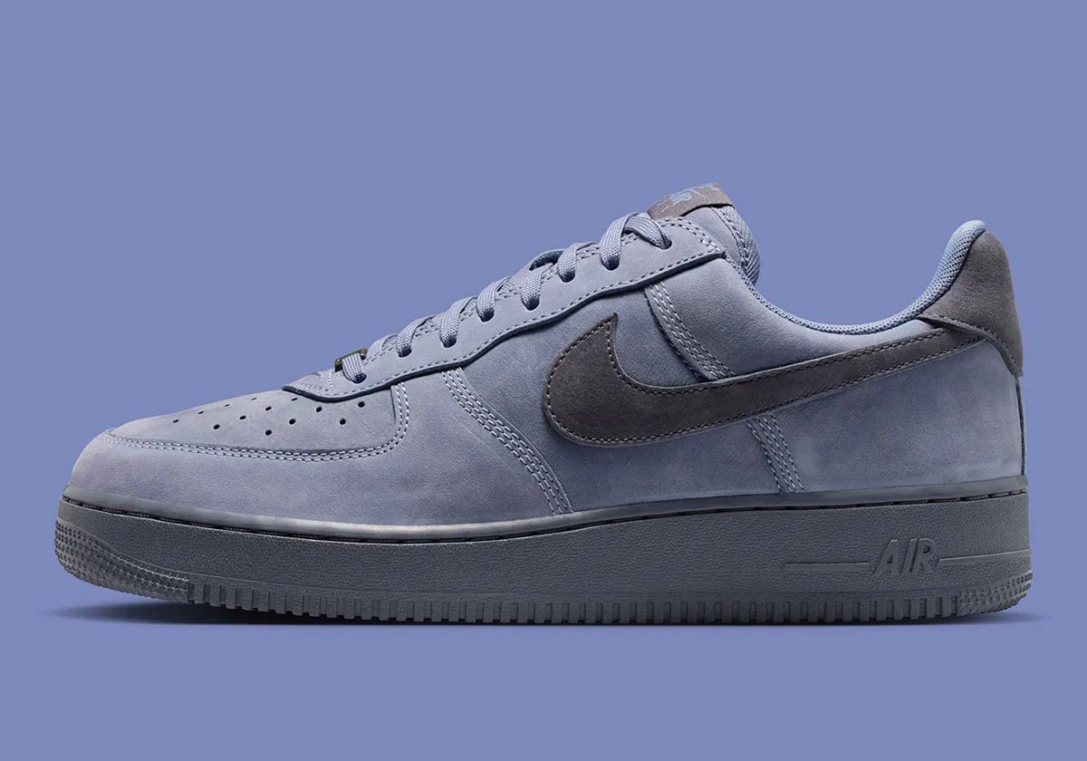Nike Air Force 1 in Dark Sky Blue with minimal branding, Spring 2026 release - detail view 1