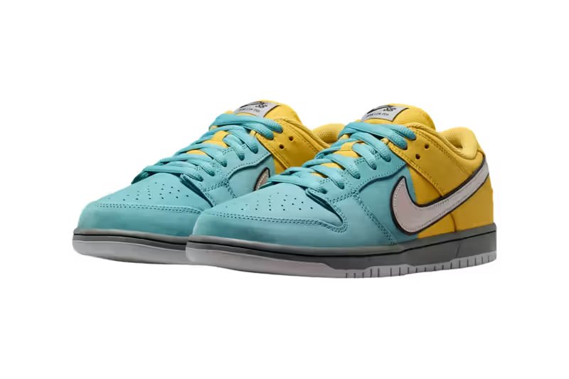 Nike SB Dunk Low 'Muni Fast Pass' in Lightning and Denim Turquoise split colorway - detail view 1