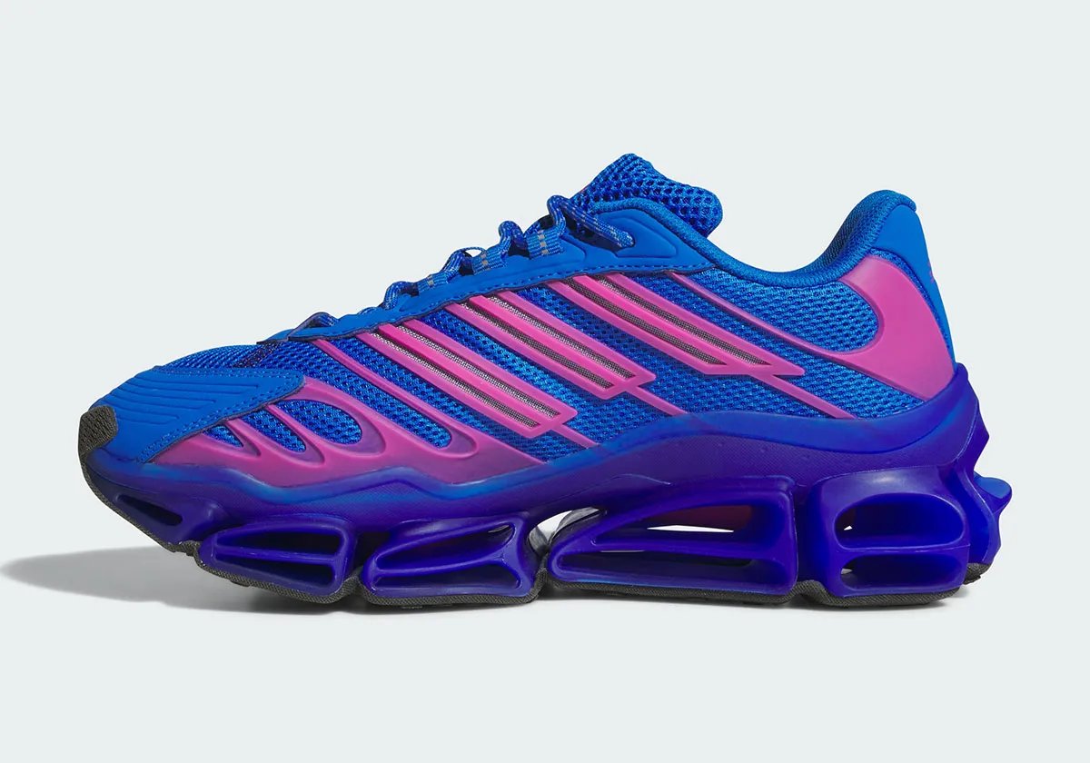 adidas Megaride AG Bluebird colorway featuring royal blue upper with Semi Lucid Fuchsia stripes and TPU accents - detail view 3
