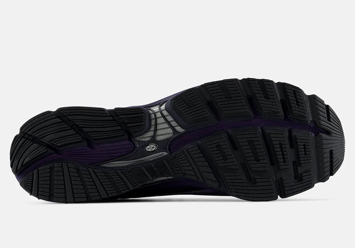 New Balance 1890A Dark Night moccasin in deep royal purple and black with glossy leather bridge detail - detail view 5