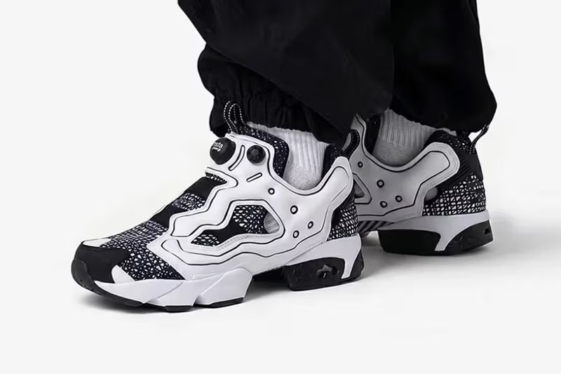 Reebok Instapump Fury 94 'Eren' white colorway with manga sketch-effect graphic overlays, Hidarikiki collaboration - detail view 2